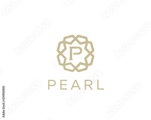Luxury letter P ornament logo design. Elegant gold geometric initial logotype. Premium emblem for hotel, beauty, fashion and wealth management brands.