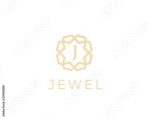 Luxury letter J ornament logo design. Elegant gold geometric initial logotype. Premium emblem for hotel, beauty, fashion and wealth management brands.