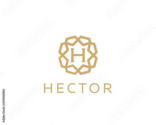 Luxury letter H ornament logo design. Elegant gold geometric initial logotype. Premium emblem for hotel, beauty, fashion and wealth management brands.