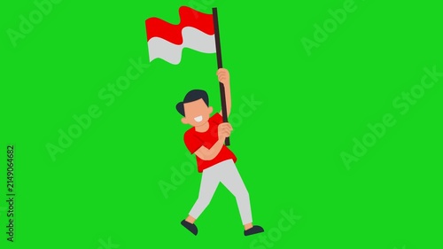 Footage of an Indonesian youth waving the Red and White flag