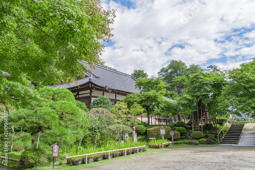 馬頭院の緑豊かな庭園と本堂/Lush Garden and Main Hall of Batoin Temple