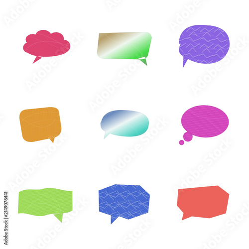 Collection of diverse speech bubbles in various colors and textures on a clean backdrop Isolated on transparent background