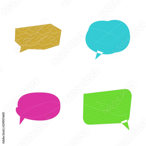 Four colorful speech bubbles with textured patterns during a concept of communication isolated on transparent background