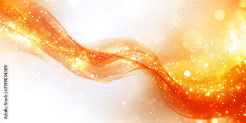Colorful white and orange wavy lines abstract background, with grunge texture and bokeh light.
