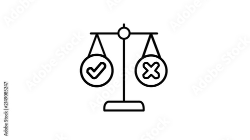 Balance Scale Check and X Mark Icon