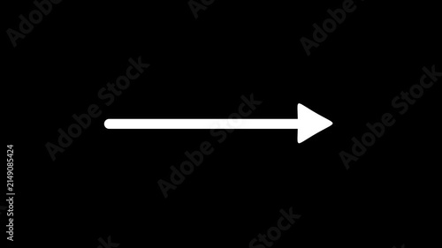 Arrow animation on transparent background, Indicator arrow animation on transparent background, Straight line animated arrow with alpha channel