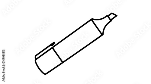 Simple outline drawing of a highlighter pen on a white background, clean line art.