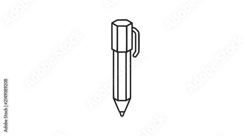 Stylized outline of a pencil with a cap against a white background.