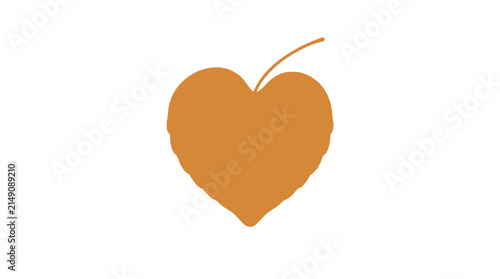 Orange heart-shaped leaf silhouette on white background