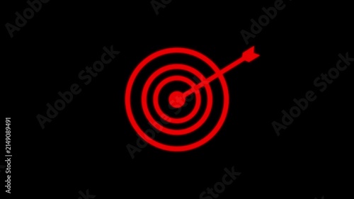 abstract Arrow hitting the center of target - success business concept. business goals achievement, target icon. Motion graphics of business circle arrow