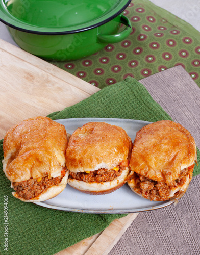 South African Vetkoek and Mince With African Textile