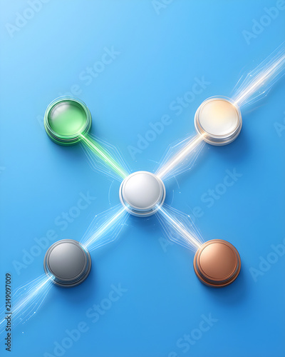 Five distinct energy nodes connected by one adaptive bidirectional grid with clear separation for clean energy, electrification, grid modernization and climate-investment campaign