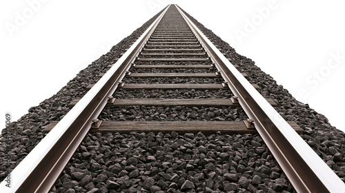 Quadro su tela Railway tracks vanishing into the distance with gravel and wooden sleepers