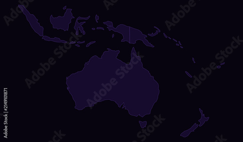 Foto Map of australia, new zealand, indonesia, and oceania region, vector illustratio