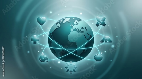 Global Digital Connectivity Network Illustration with Earth Globe and Integrated Service Icons