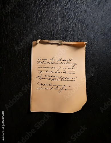 Handwritten Note on Aged Paper.