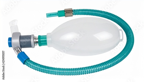 Medical anesthesia breathing circuit with a reservoir bag isolated on white background