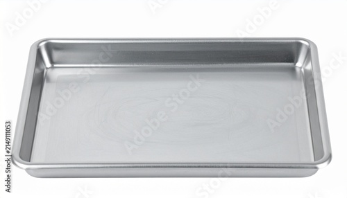 Empty rectangular baking sheet isolated on white background