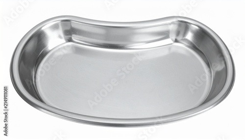 Stainless steel kidney dish isolated on white background