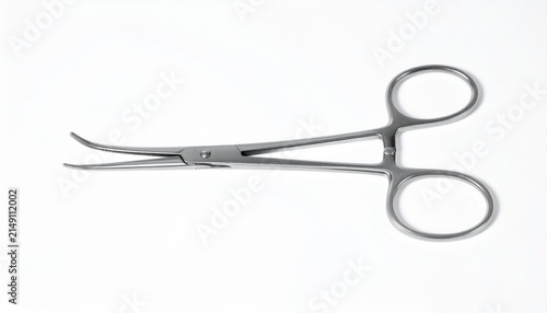 Medical hemostat forceps isolated on white background