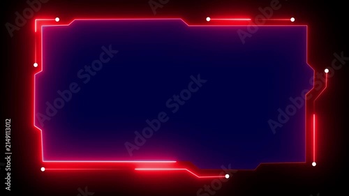 Futuristic Sci-Fi HUD Interface with Glowing red Tech Frame and Abstract UI Elements