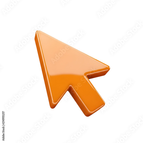 Plakat 3d orange arrow cursor pointing right isolated on transparent background