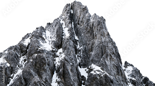 Photography Jagged rocky mountain peak with snow patches