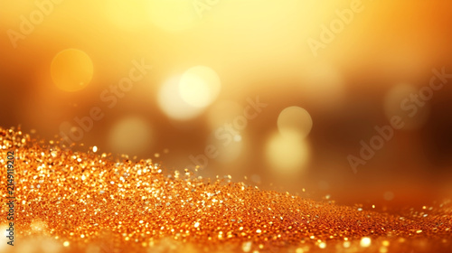 Shimmering golden sand and bokeh light.