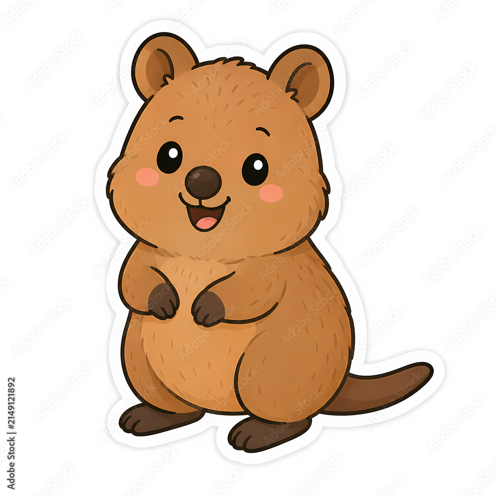 Obraz premium Cute Kawaii Quokka Sticker Illustration