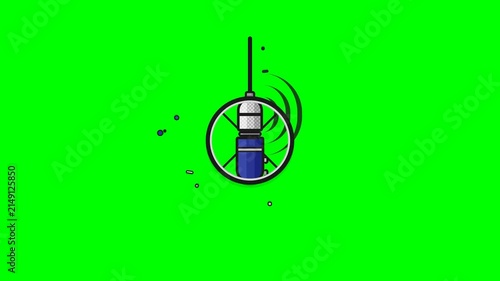 Studio Microphone Graphic on Green Screen for Broadcast and Podcasting Content