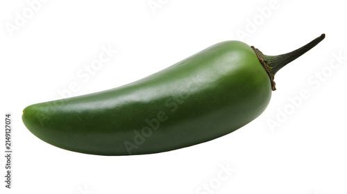 Fotografie Vibrant green jalapeño pepper with textured stem, isolated on transparent backgr