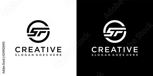 SF or FS initial letter logo design vector