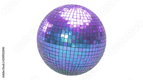 Cuadro en lienzo Purple and blue disco ball with mirrored squares