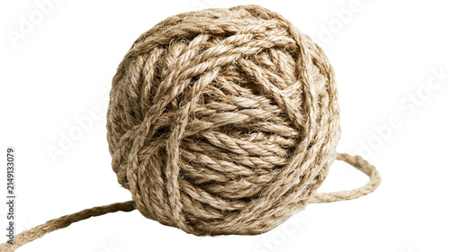 Obraz na plátně Thick natural jute twine ball with loose end