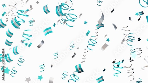 Colorful confetti falls through the air while national flags of Honduras wave in the background. This animation shows a festive atmosphere that marks a national celebration