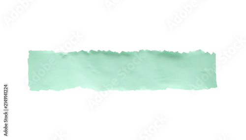 Obraz na plátně Horizontal strip of light green torn paper isolated on a clean white background