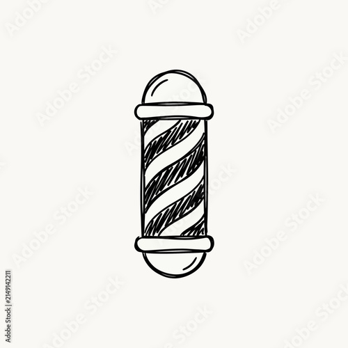 Traditional barber pole sign icon doodle.