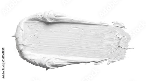 Cuadro en lienzo Thick white paint stroke on white background, art supply texture, smooth impasto application, creamy cosmetic smudge, versatile art material, studio isolated object