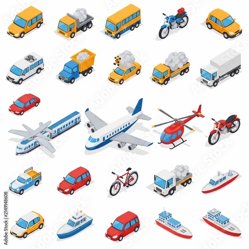 Isometric Dreams of Motion: A Colorful Collection of Vehicles