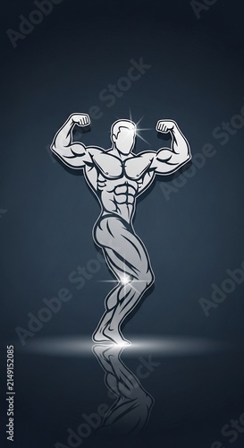 Sculpted Power: A Chrome Physique Gleaming Against the Deep Blue