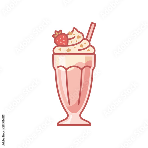 Strawberry Milkshake with Whipped Cream and Garnish