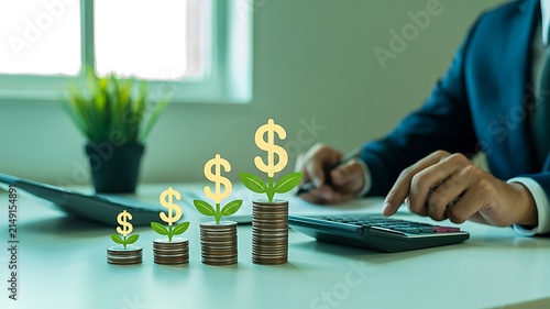 Financial growth and investment planning with rising income concept