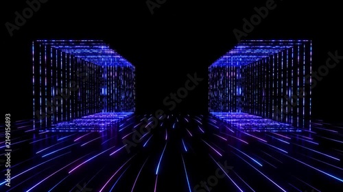 Digital Data Center Infrastructure with Glowing Network Light Structures, AI Computing, Cloud Technology, Intelligent Data Flow