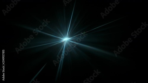 Real Shooted Blue Lens Flare Overlay in Motion Isolated on Black Background in Slow Motion.