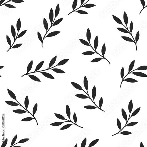 Elegant Minimalist Botanical Branch Silhouette Seamless Pattern for Luxury Wallpaper, Textile, Packaging, and Stationery Design