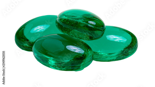 Принти на полотні Group of translucent green oval glass pebbles