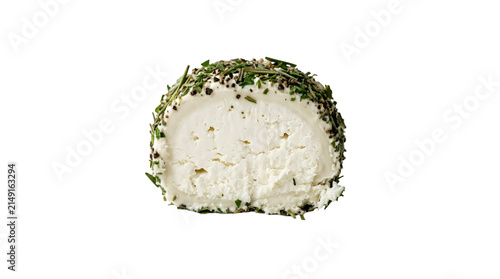 Fresh goat cheese log coated with dried green herbs