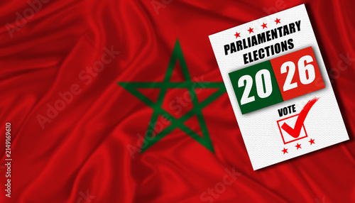 Obraz na plátně Morocco parliamentary elections with flag in the background