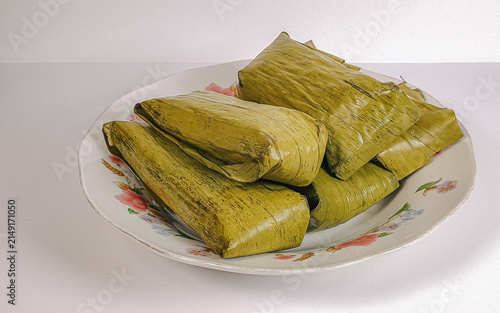Obraz na płótnie Lontong, a traditional Indonesian rice cake made from compressed rice, is a popular food during the holy month of Ramadan