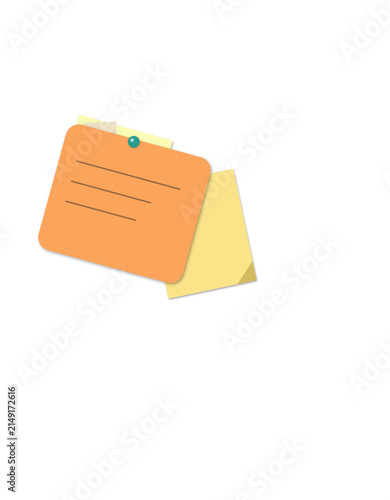 Standing orange calendar with green pin on white background